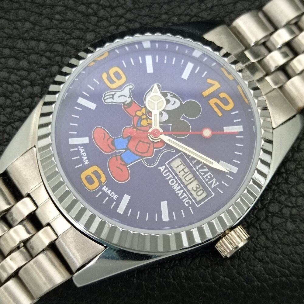 Vintage 1976 Citizen Automatic Mens Silver Watch W/daydate & Blue accents - Picture 6 of 10